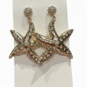 J. Crew Gold-Tone Crystal Starfish Drop Earrings